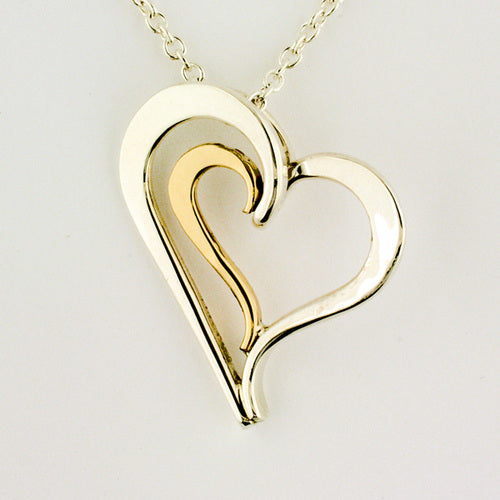 Nesting Heart Pendant - Two Tone