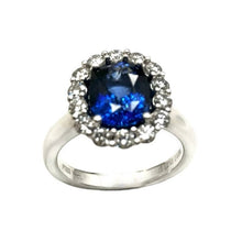 Load image into Gallery viewer, 3.21ct Sapphire Ring w/ Diamond Halo - Platinum
