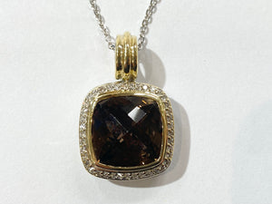 David Yurman Albion Smoky Topaz Pendant w/ Diamond Accent - Two Tone