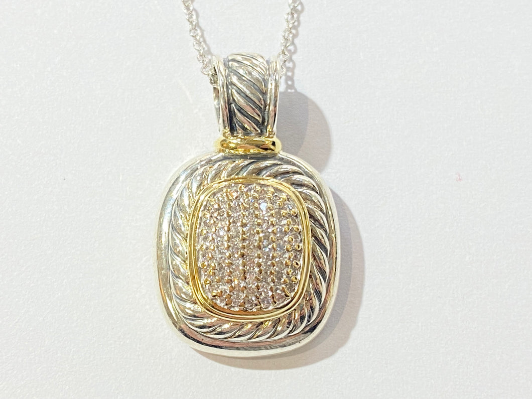 David Yurman Albion Design Diamond Pendant - Two Tone