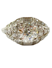 Load image into Gallery viewer, 2.09ctw Early Art Deco/Late Edwardian Era Diamond Ring w/ Engraving - Platinum
