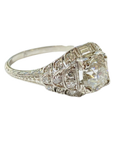 Load image into Gallery viewer, 2.09ctw Early Art Deco/Late Edwardian Era Diamond Ring w/ Engraving - Platinum
