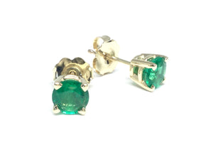 Emerald Stud Earrings 5mm - Yellow Gold